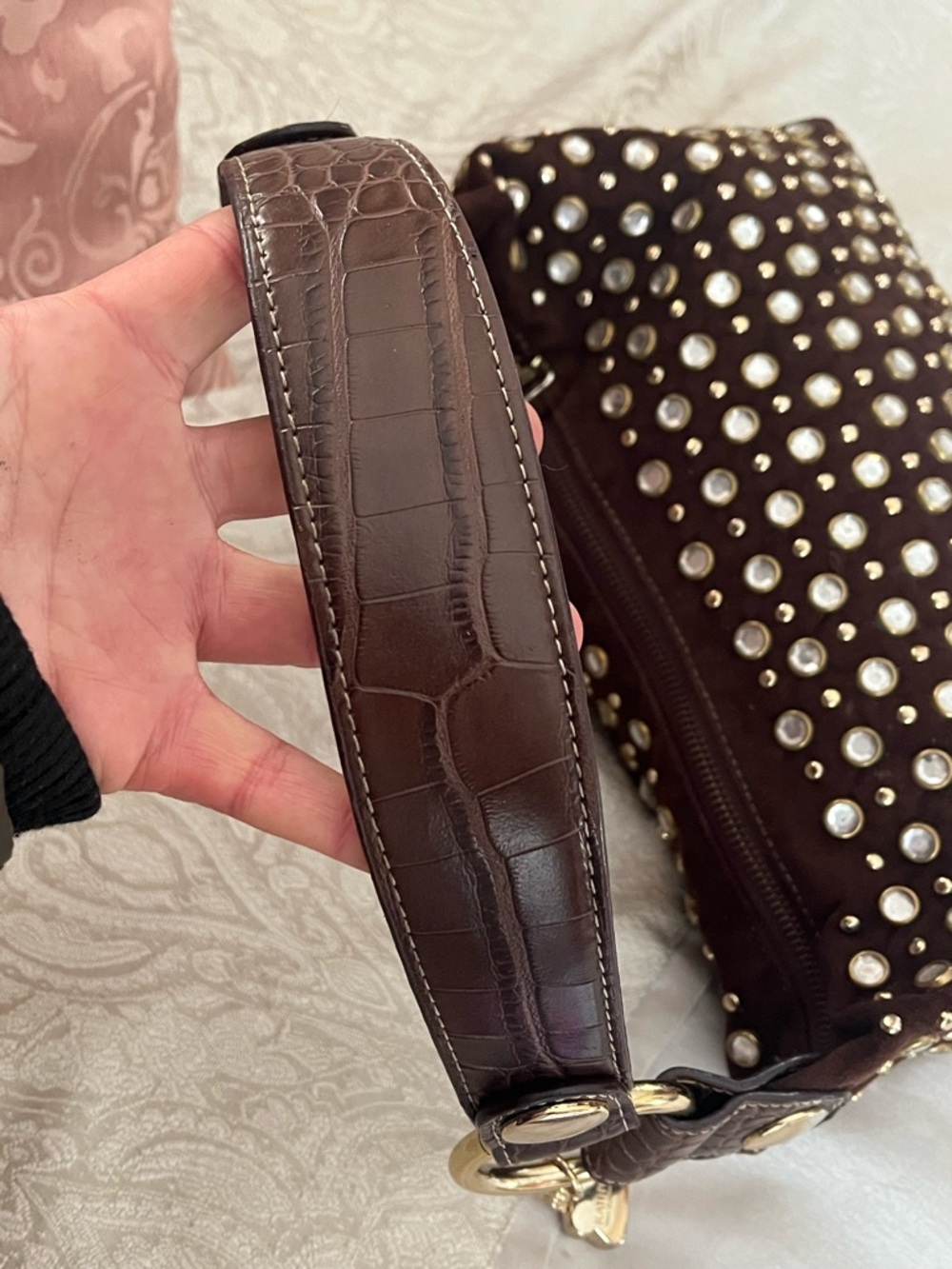 Kathy Van Zeeland Shoulder Bag w/Crystal Studs, Like NEW, Final Price - Picture 11 of 13